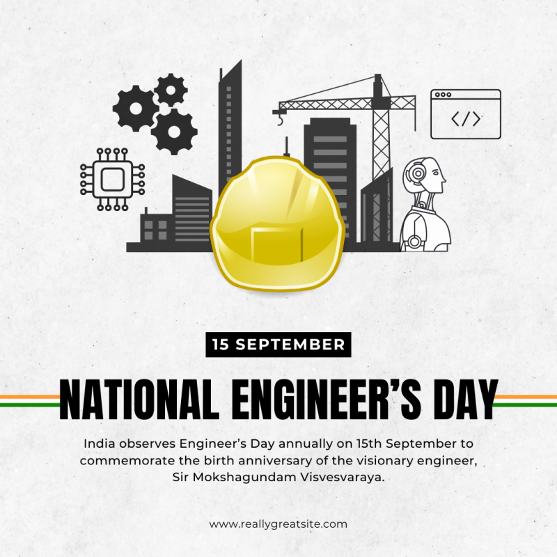 White and Black Illustrative National Engineer's Day Instagram Post